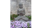 Bouddha Assis Salutation - fleurs