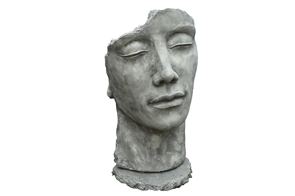 Statue de jardin en pierre - visage homme