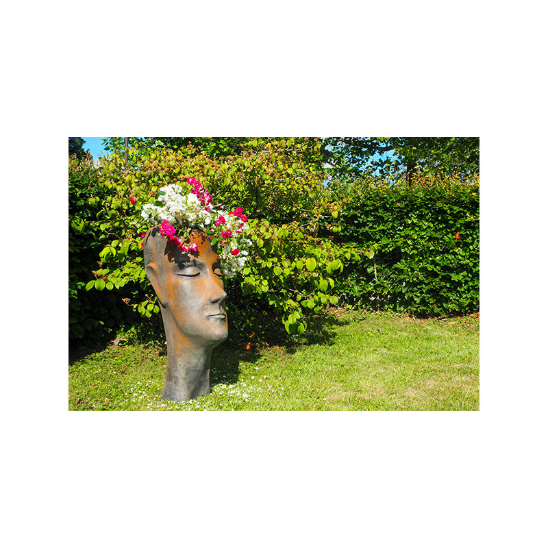 Jardinière visage femme effet rouille décoration Penez Herman