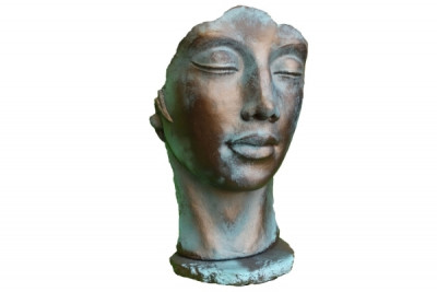 Statue Visage femme effet bronze