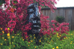 Statue demi visage en métal mosaïque reflet