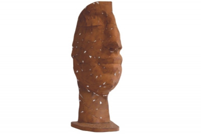 Statue demi visage en métal mosaïque effet argile