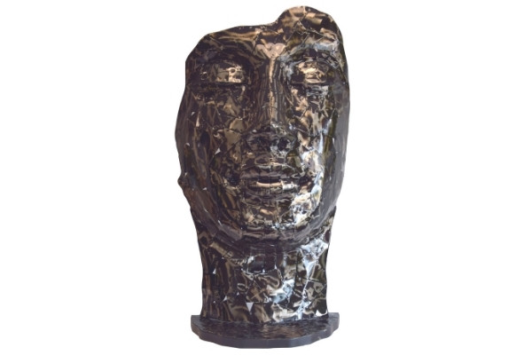 Statue visage en métal mosaïque reflet