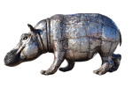 Sculpture hippopotame en métal recyclé