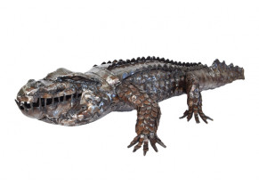 Sculpture crocodile en métal recyclé