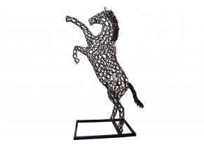 Sculpture cheval cabré fer à cheval