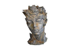 Statue Visage Femme Kubis Demi Rouille