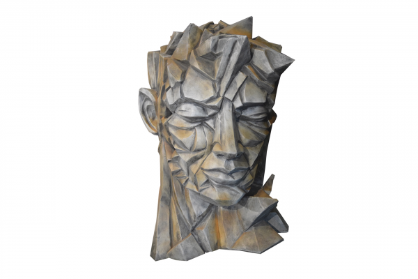 Statue Visage Homme Kubis Demi Rouille