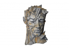 Statue Visage Homme Kubis Demi Rouille