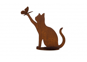 silhouette chat assis metal rouille