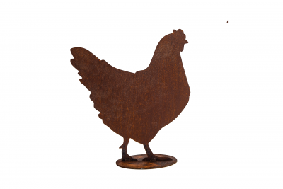 silhouette poule en metal rouille