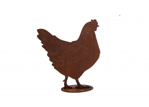 silhouette poule en metal rouille