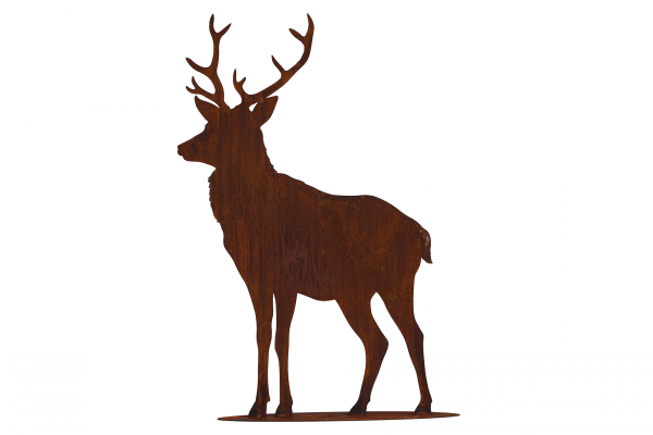 Figurine De Jardin Cerf En Métal Rouillé - Hauteur 64 Cm, Pattes à Enfoncer - Décoration Extérieure Résistante Aux Intempéries