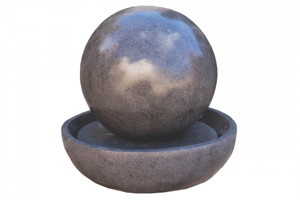 Fontaine sphère jeu d'eau terrazzo noire