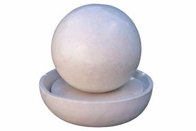 Fontaine sphère jeu d'eau terrazzo blanche