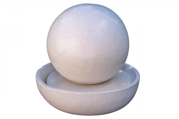 Fontaine sphère jeu d'eau terrazzo blanche