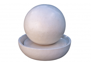Fontaine sphère jeu d'eau terrazzo blanche